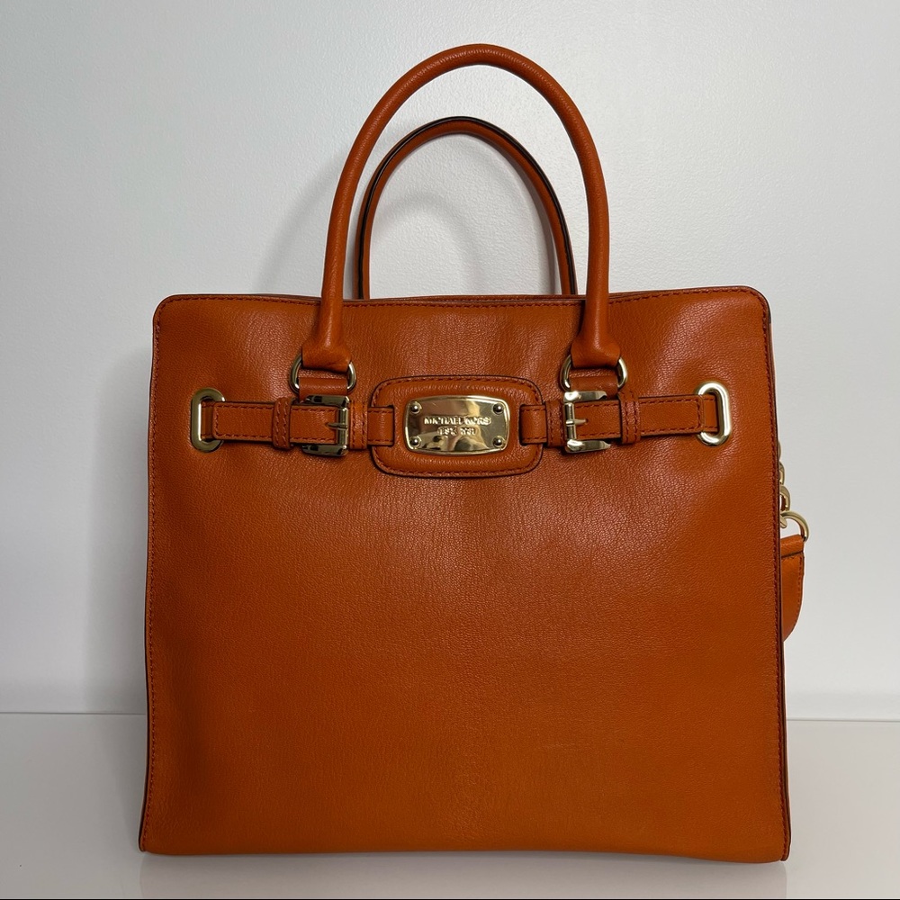 Michael Kors Orange Leather Hamilton Tote Bag